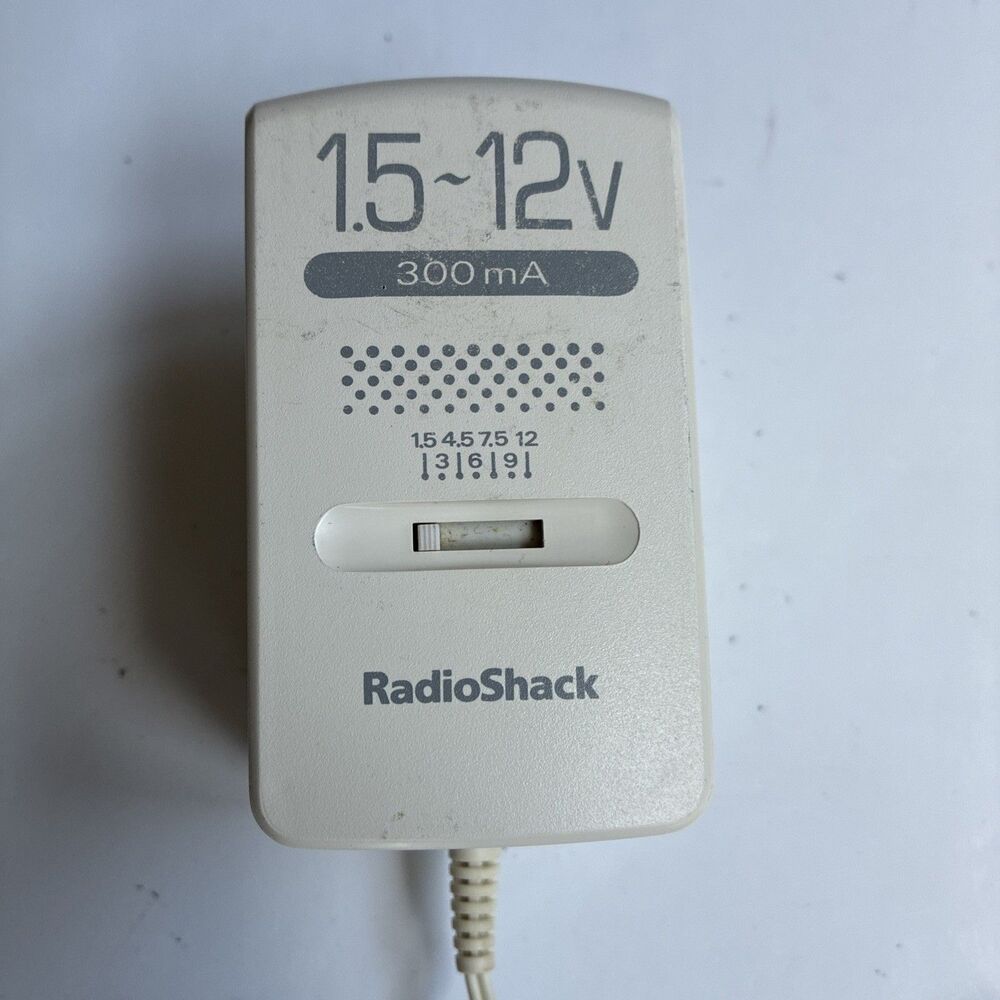 Vintage RadioShack AC Adapter Model 273-1672 300mA Power Cable 1.5-12 V